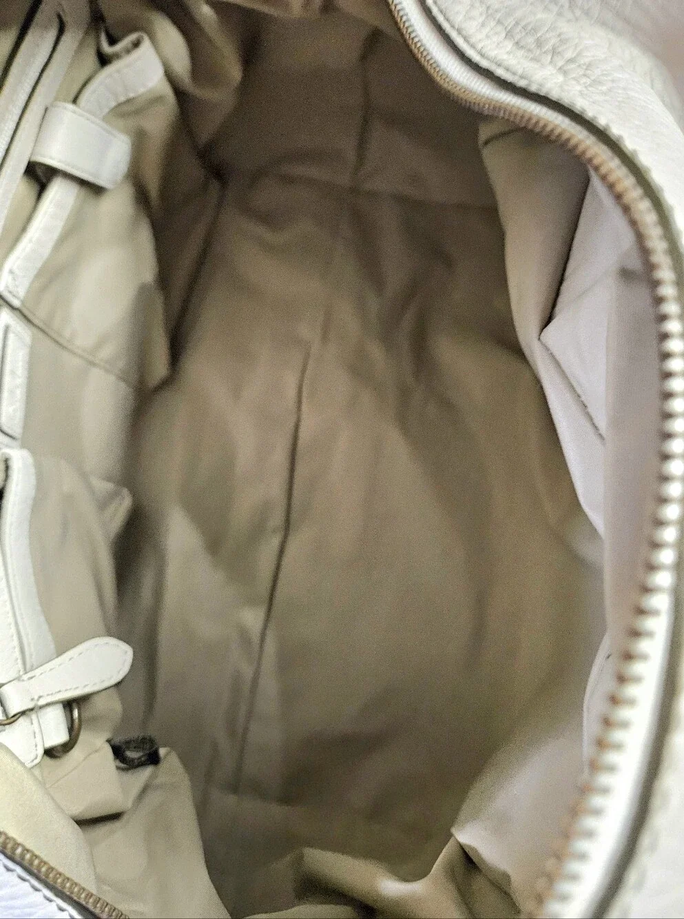 Cole Haan White Pebbled Leather Slouchy Satchel